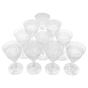 WG-2812z: Circa 1930s Set of 10 Italian Blown Cut Glass White Wine Glasses