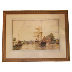 WP-2591z: Late 19th Century "The Double Locks, Exeter Canal" Signed Watercolor by Frederick James Aldridge
