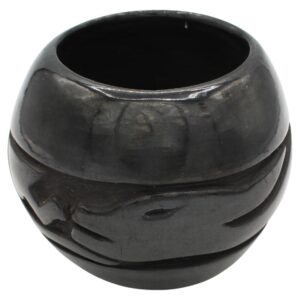 WCI-9098z: Circa 1980s-90s Howard Naranjo Blackware Pottery Low Vase or Bowl