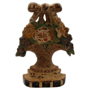 WMI-3809z: Late 19th Century Basket of Flowers Cast Iron Doorstop
