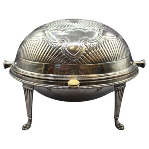 WSI-10281z: C. 1850-80 English Silver Plated Repousse Revolving Hunt or Breakfast Tureen