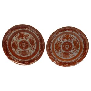WCI-9163zb: Circa 1800 Pair of Chinese Export Porcelain Orange Fitzhugh Dinner Plates
