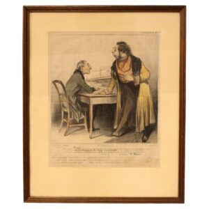 WP-2598z: 1836-38 Hand Colored Lithograph of "Caracaturana 82" by Honore Daumier