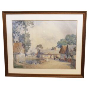 WP-2621z: Circa 1914 English Village Scene in Watercolor by Max Ludby