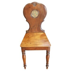 WC-1451z: Circa 1840 English Armorial Hall Chair