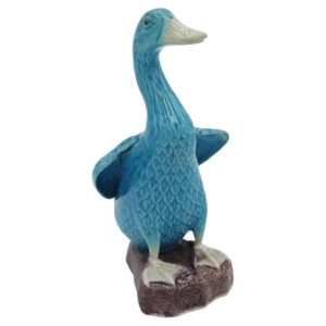 WCI-9124z: Early 20th Century Turquoise Chinese Porcelain Goose Figurine