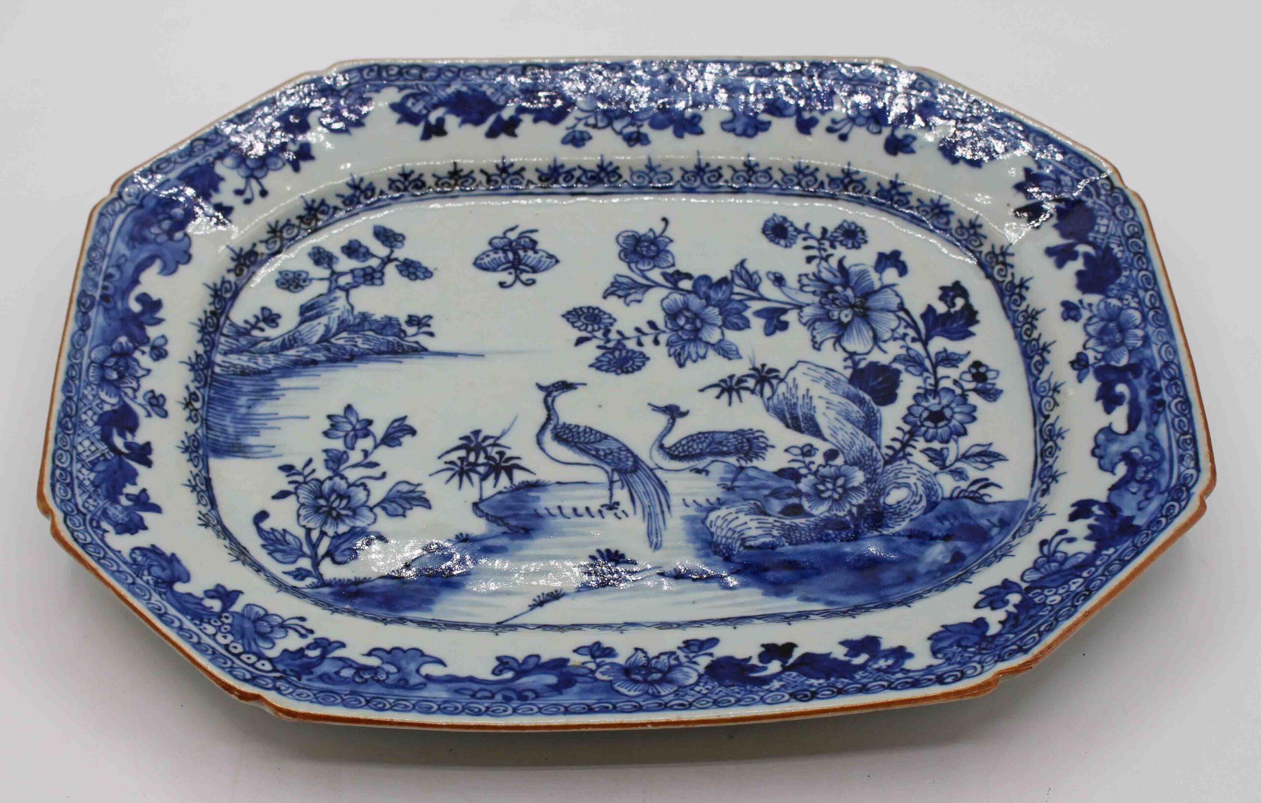 WCI-9202z: Early-Mid 19th Century Chinese Export Porcelain Blue & White Octagonal Platter - Image 2