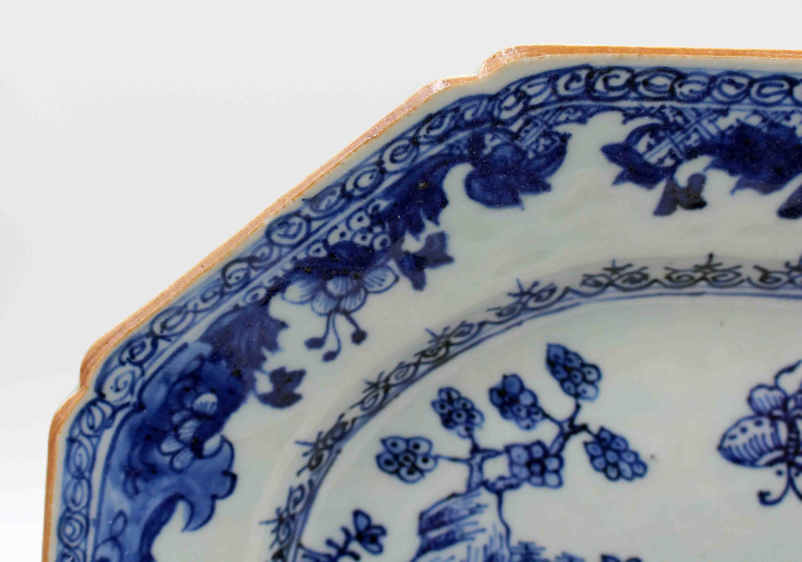 WCI-9202z: Early-Mid 19th Century Chinese Export Porcelain Blue & White Octagonal Platter - Image 3