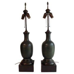 WL-1505z: Circa 1920s Likely American Pair of Vasi-Form Bronze Lamps