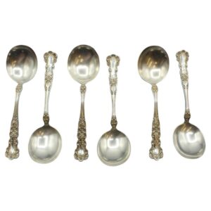 WSI-10380z: Set of Six Sterling Silver Cream Soup Spoons by Gorham