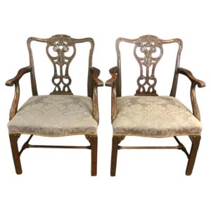 WC-1452z: Late 19th Century Pair of George III Style Mahogany Arm Chairs
