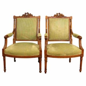 WC-1455: Circa 1860-80 Pair of Louis XVI Style Walnut Fauteuils
