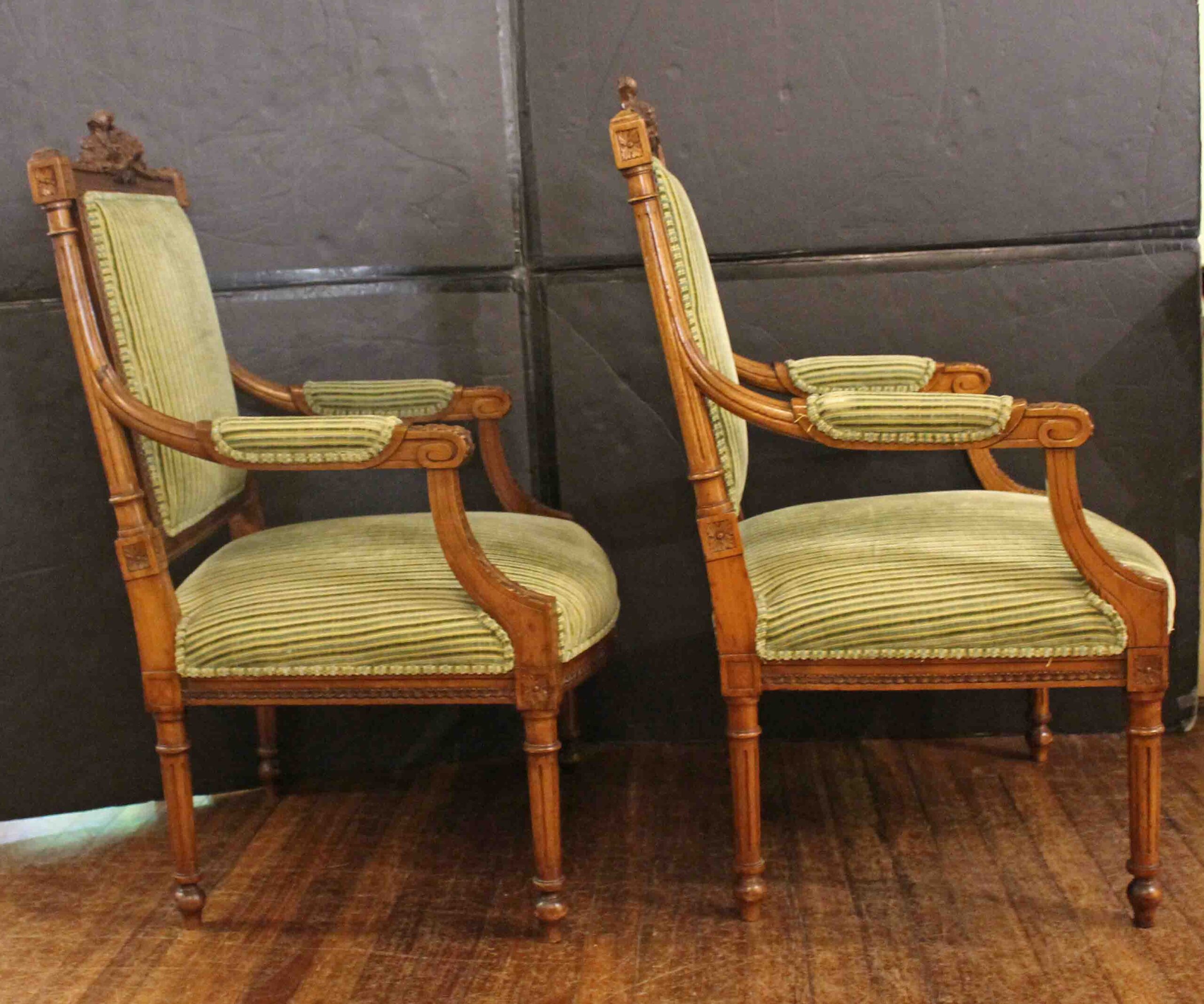 WC-1455: Circa 1860-80 Pair of Louis XVI Style Walnut Fauteuils - Image 3