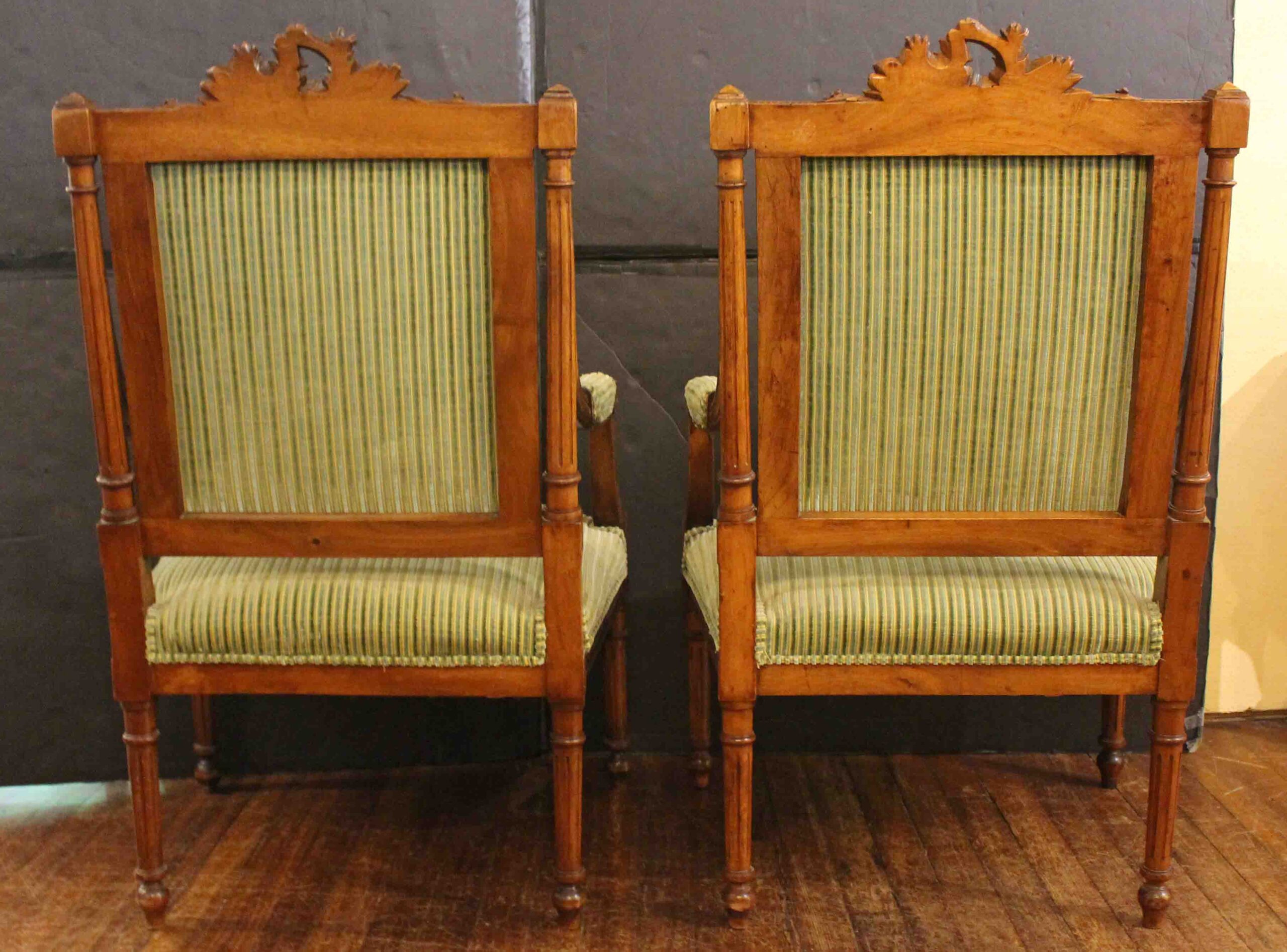 WC-1455: Circa 1860-80 Pair of Louis XVI Style Walnut Fauteuils - Image 5
