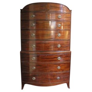 WCH-981z: Circa 1800 Georgian Bowfront Mahogany Chest On Chest