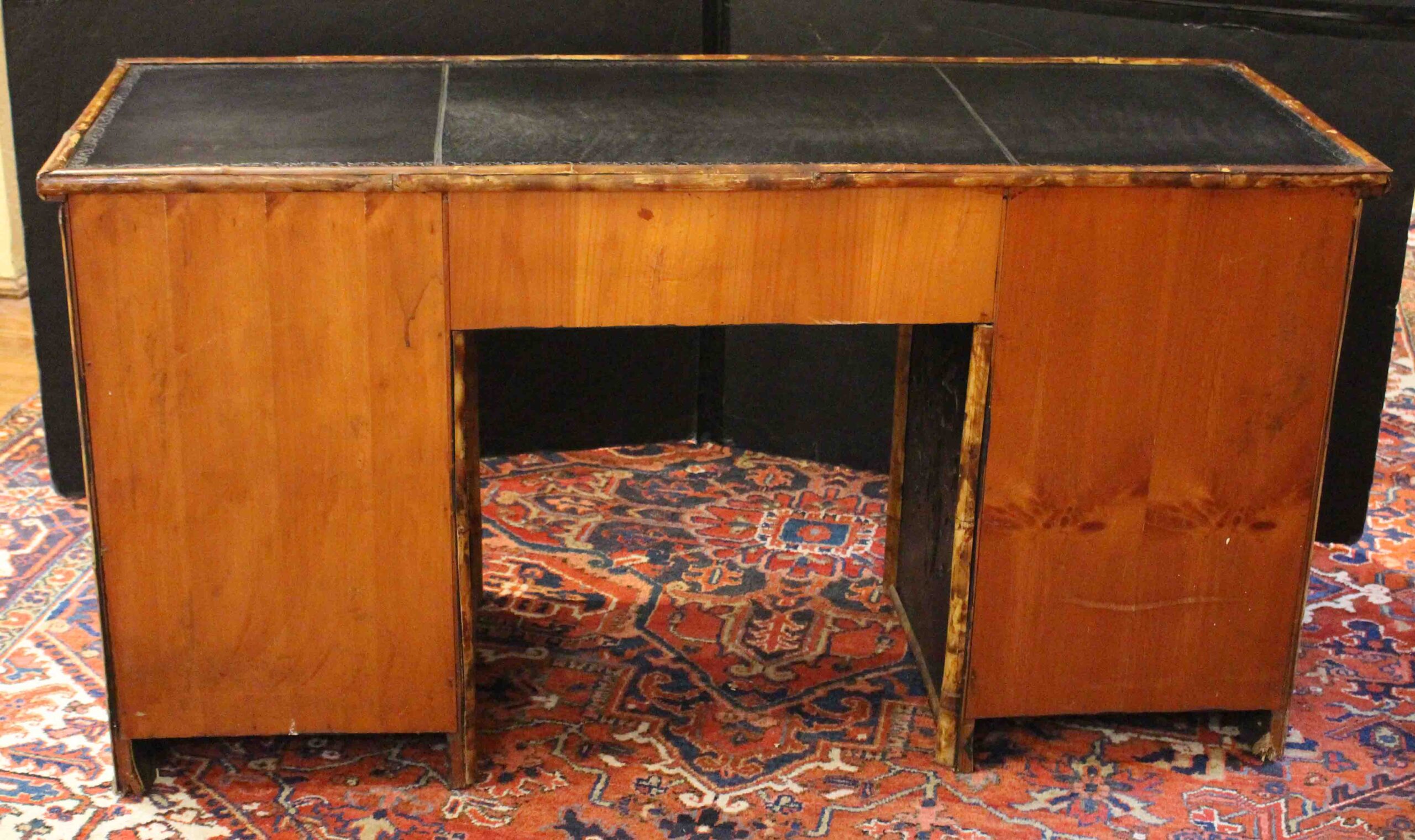 WD-283: English c. 1880s Bamboo and Faux Lacquer Double Pedestal Desk - Image 4