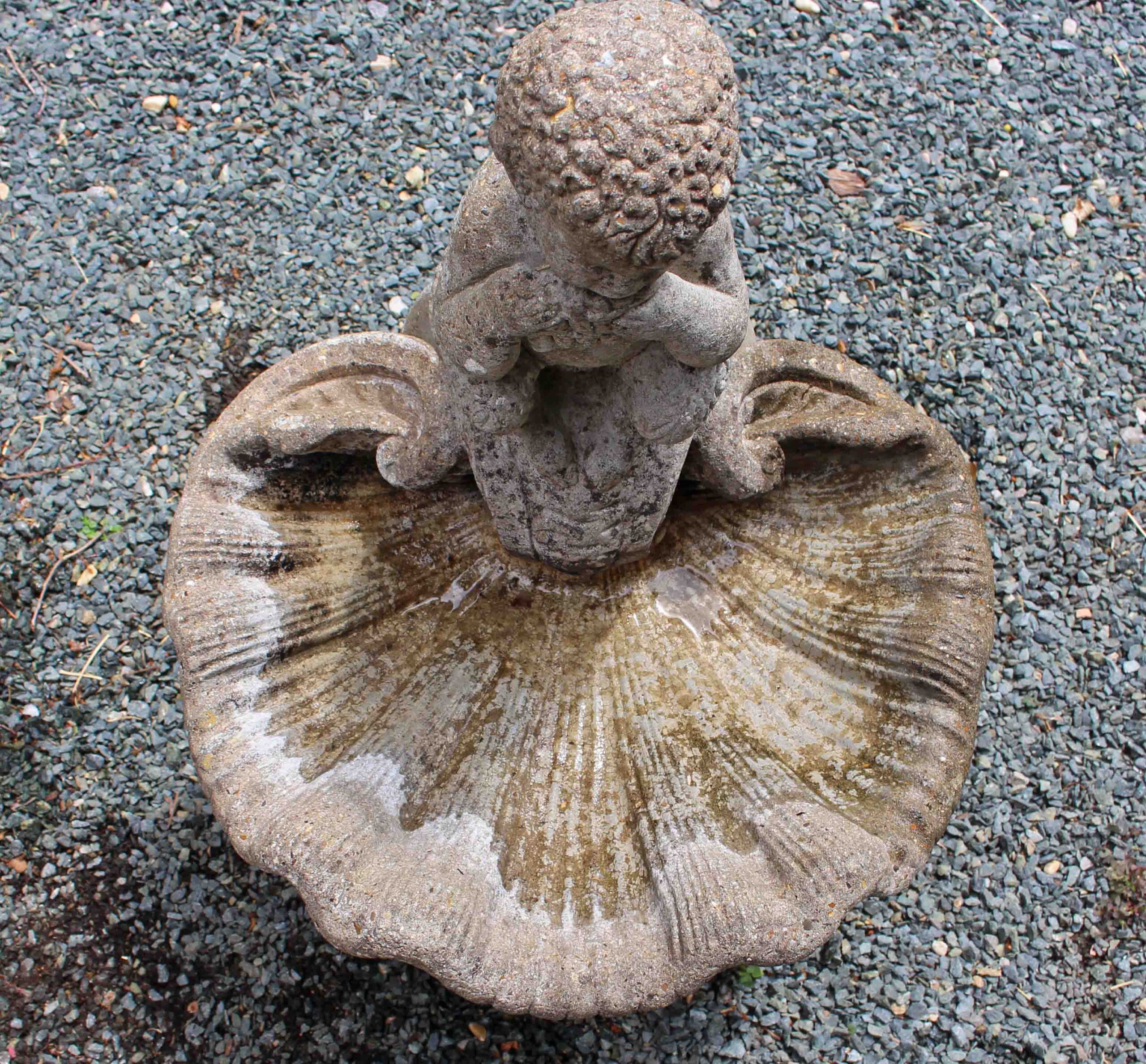 WGD-572: Mid-20th Century English Cast Stone Bird Bath Featuring Pan Playing Pipes - Image 3