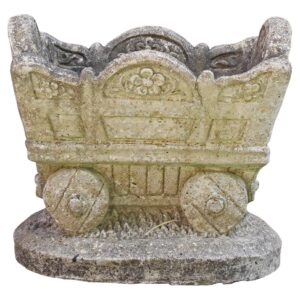 WGD-578: Mid-20th Century English Cast Stone Mine Shaft Cart Form Planter