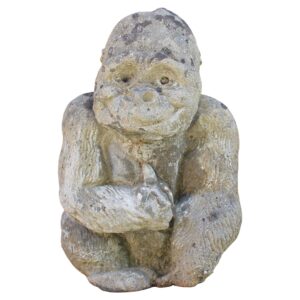 WGD-579: Mid-20th Century English Cast Stone Seated Gorilla Garden Ornament