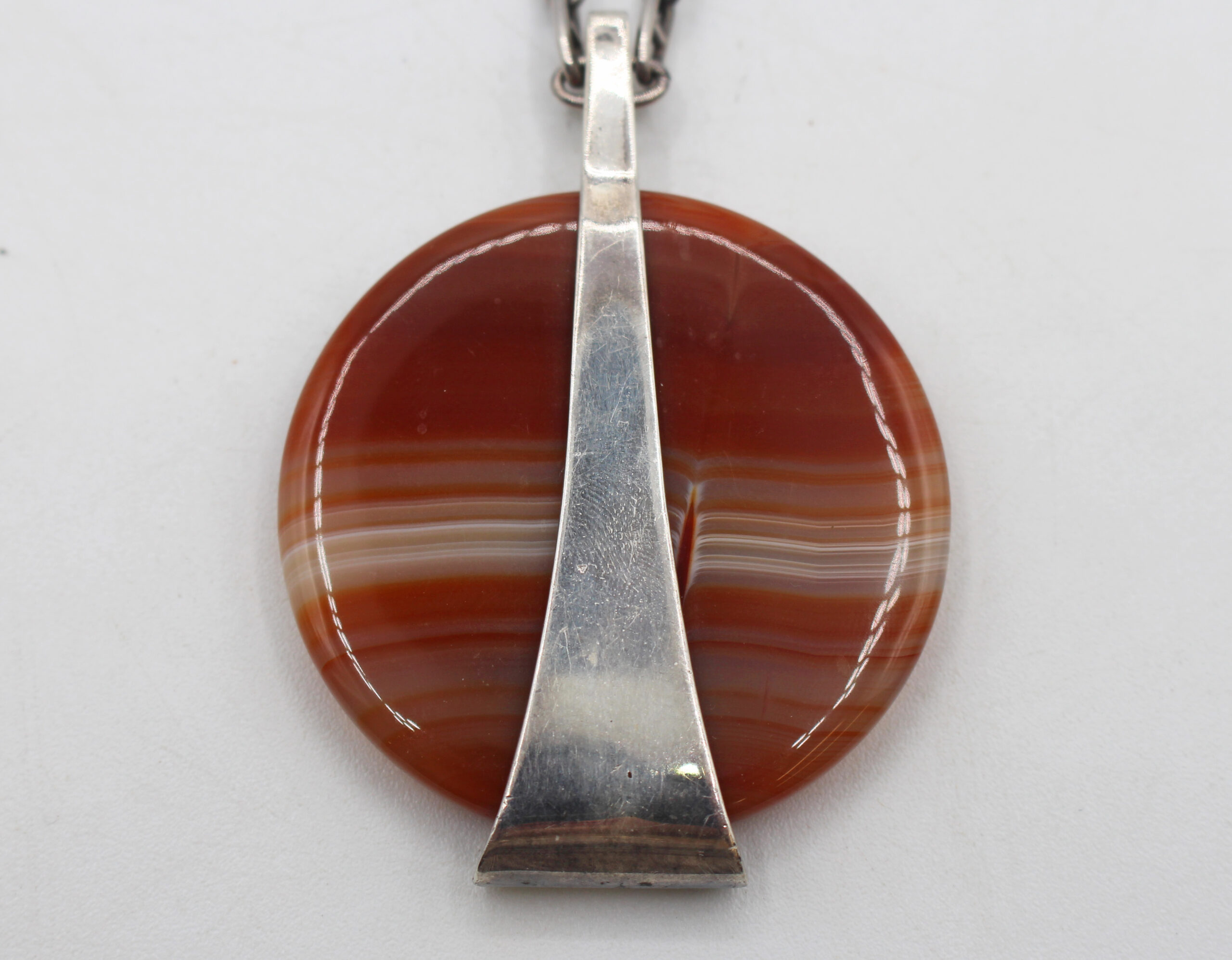 WJ-1269z: Silver & Carnelian Agate Modernism Necklace - Image 2
