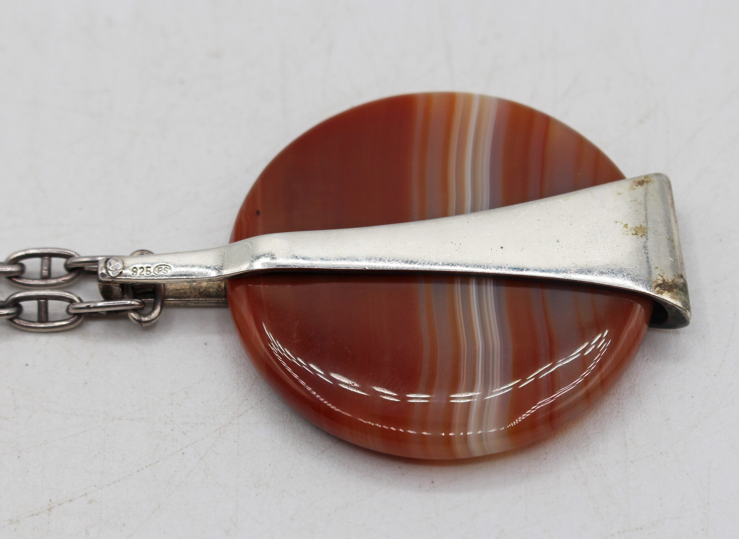 WJ-1269z: Silver & Carnelian Agate Modernism Necklace - Image 3