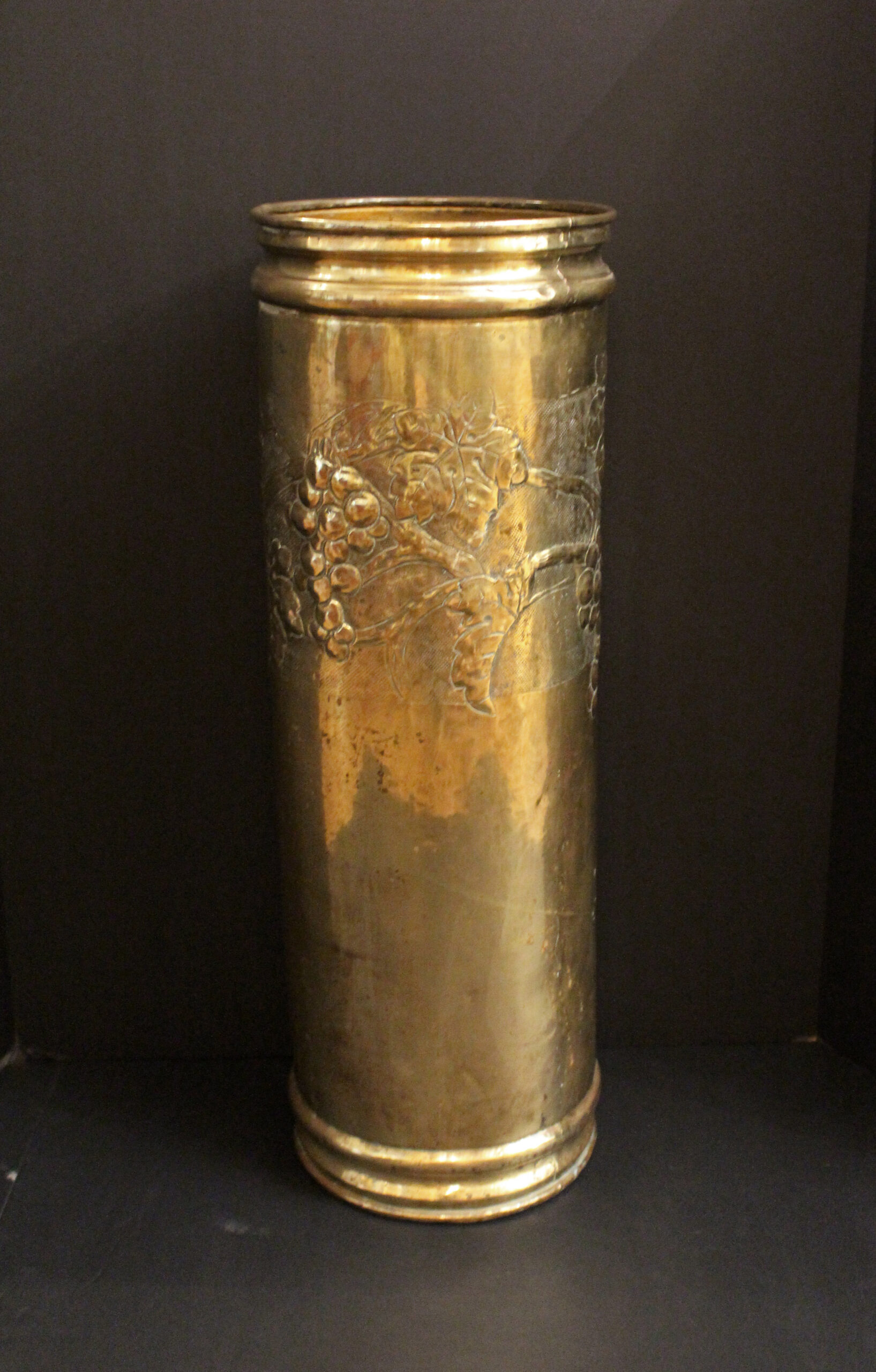 WMI-3784: Circa 1890s Large Repousse Brass Parrot Motif Umbrella Stand - Image 4