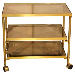 WOT-2681: Circa 1970 Mid Century Modern Brass & Glass Trolley