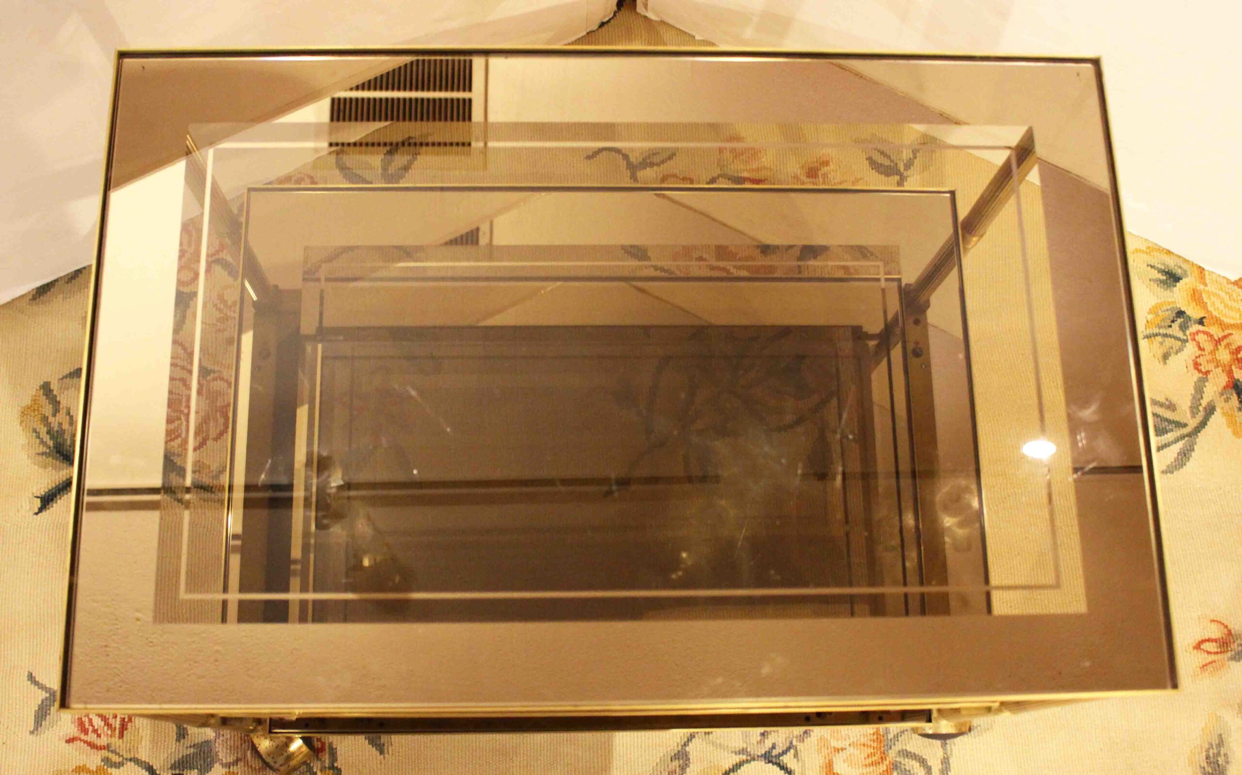 WOT-2681: Circa 1970 Mid Century Modern Brass & Glass Trolley - Image 2