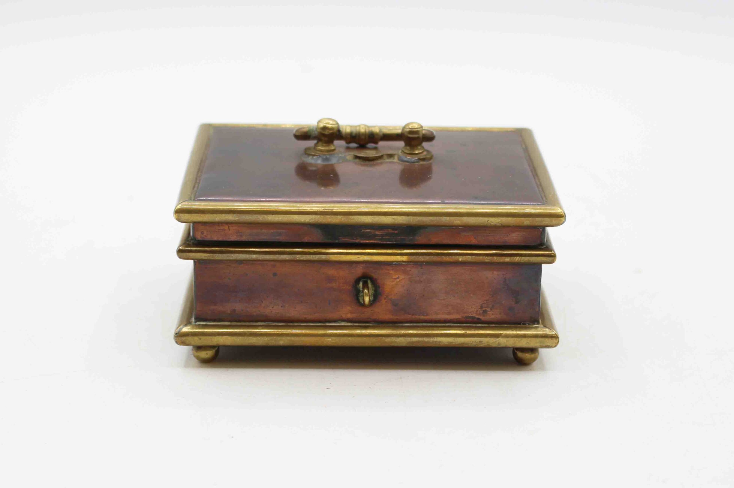 WB-1578: Circa 1800-1820 English Copper & Brass Jewelry Casket Box - Image 2