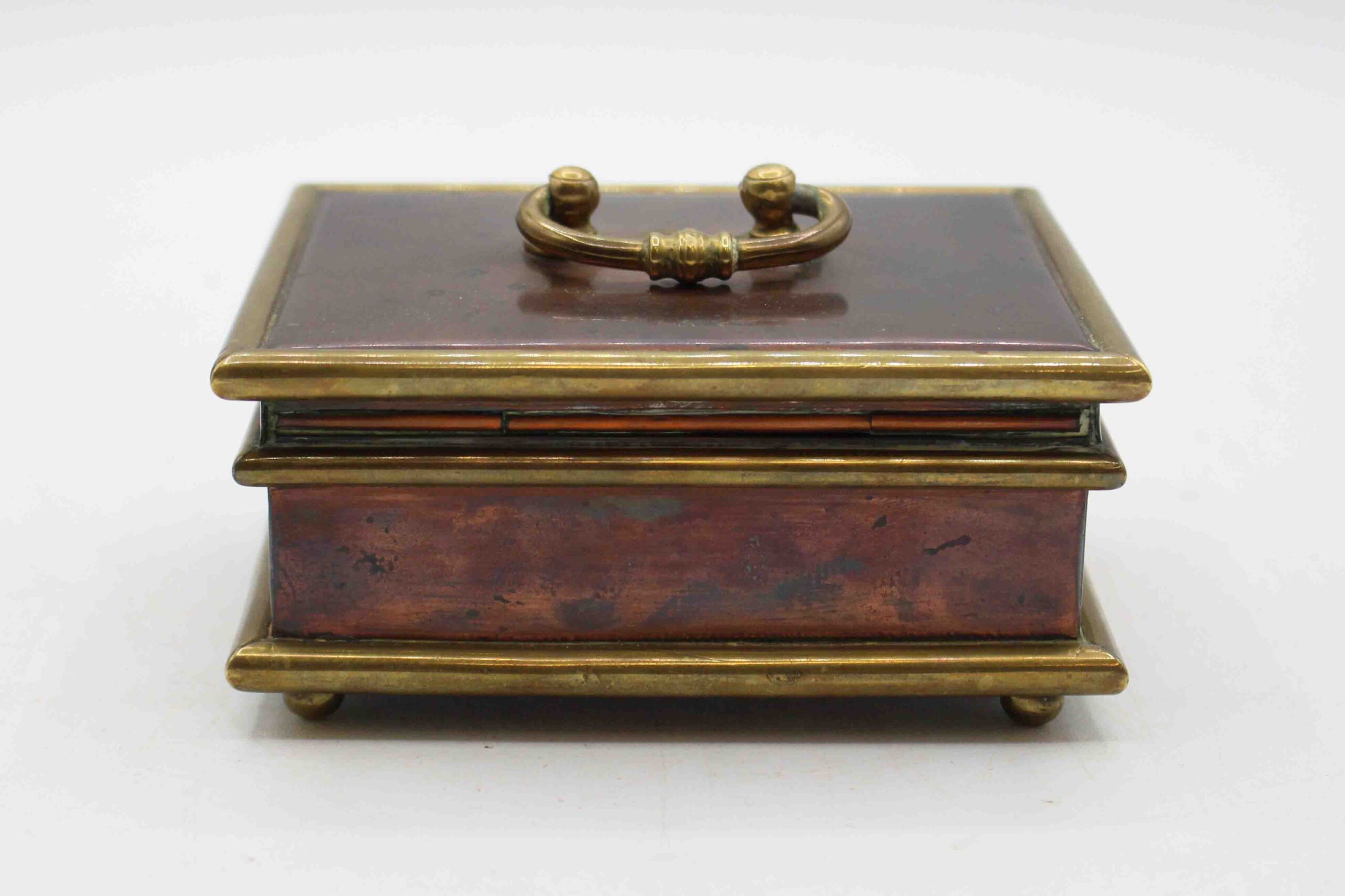 WB-1578: Circa 1800-1820 English Copper & Brass Jewelry Casket Box - Image 3