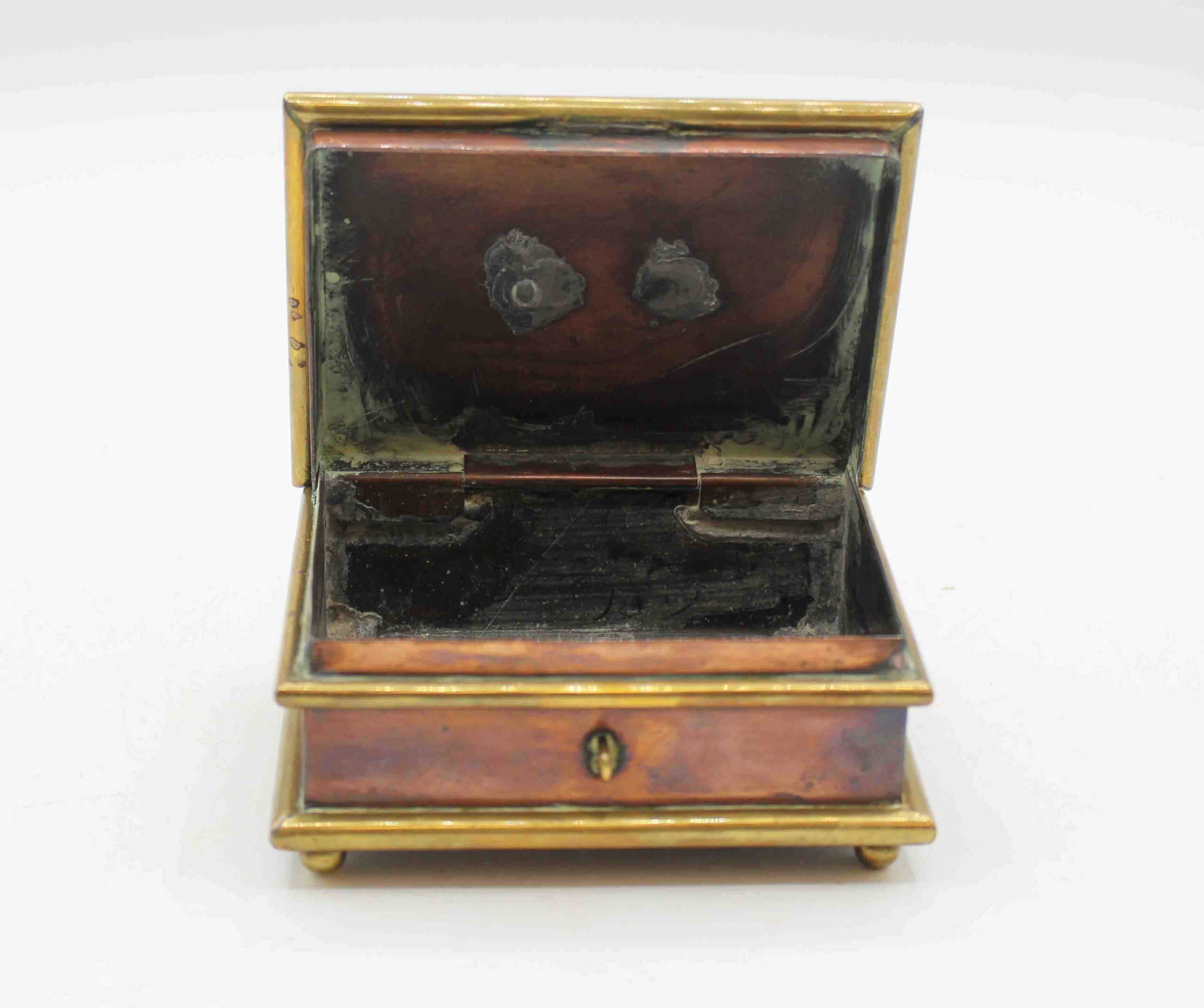 WB-1578: Circa 1800-1820 English Copper & Brass Jewelry Casket Box - Image 5