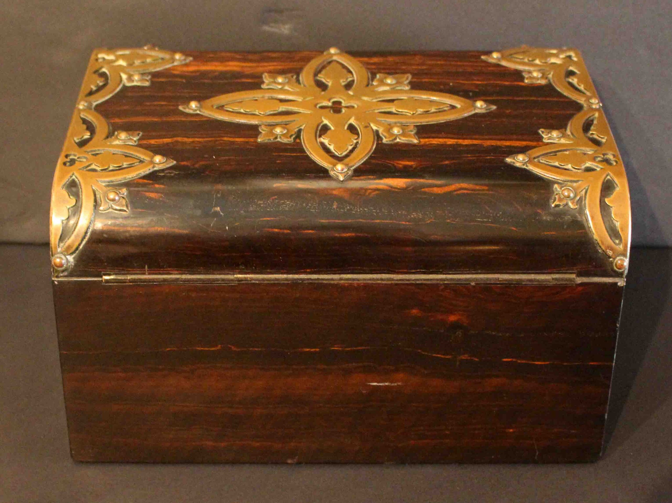 WB-1580: c. 1880 English Coromandel Brass Mounted Jewelry Box - Image 3