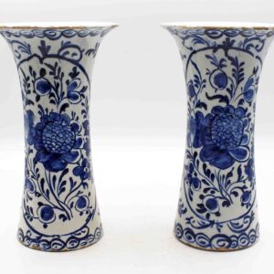 WCI-9271: Pair of c. 1800 Delft Blue and White Vases
