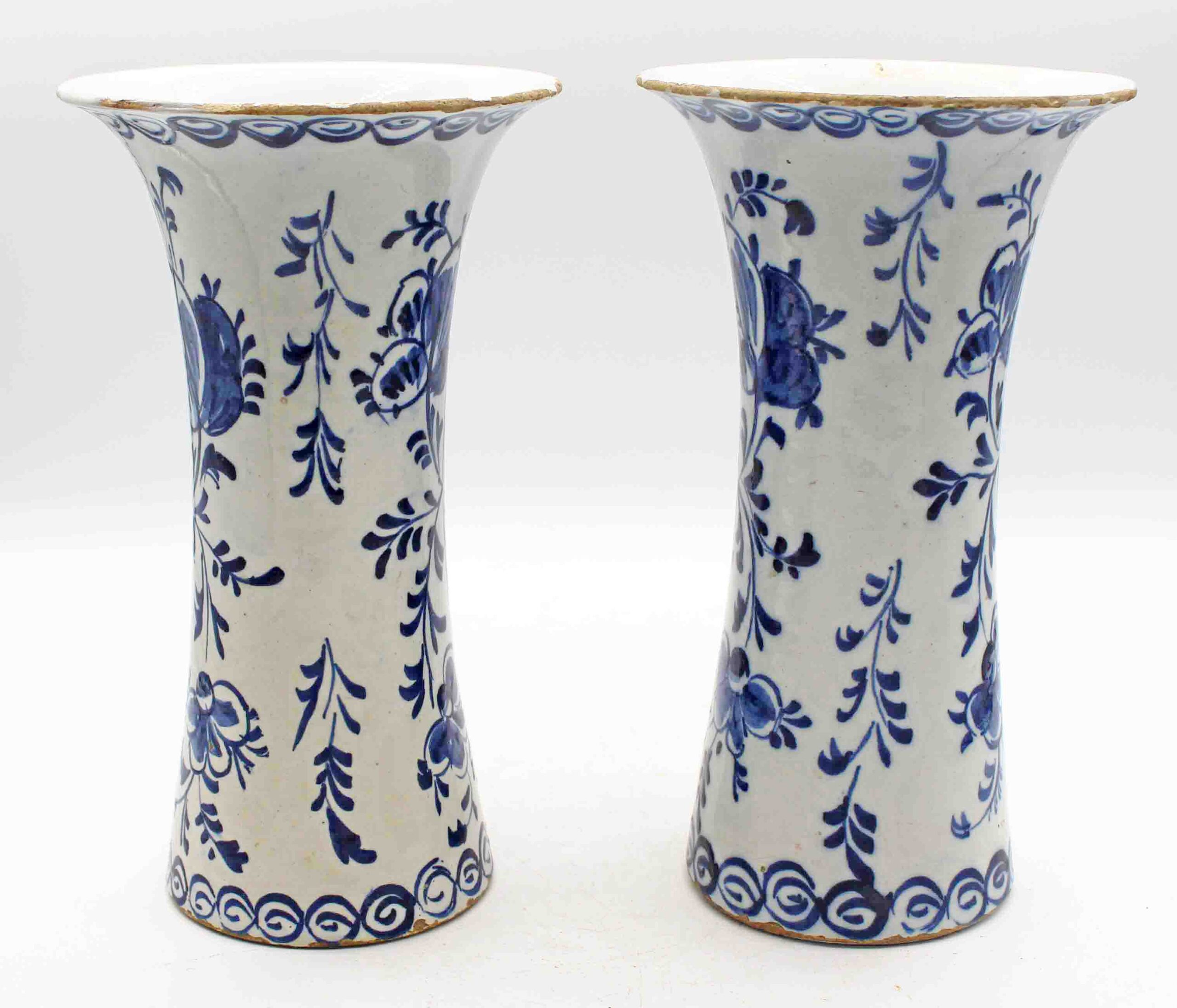 WCI-9271: Pair of c. 1800 Delft Blue and White Vases - Image 4
