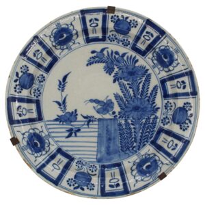 WCI-9274: Mid-Late 18th Century Dutch Delft Blue and White Floral Charger