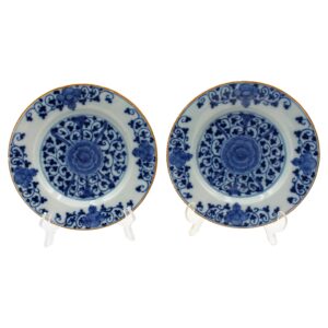 WCI-9278: Pair of Late 18th Century Peony Medallion Delft Plates
