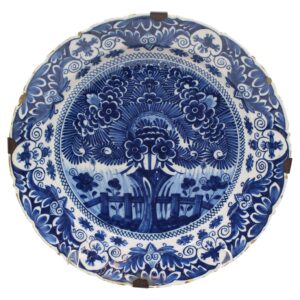WCI-9282: Mid-18th Century Dutch Delft Shaped Large "Orange Tree" Pattern Charger