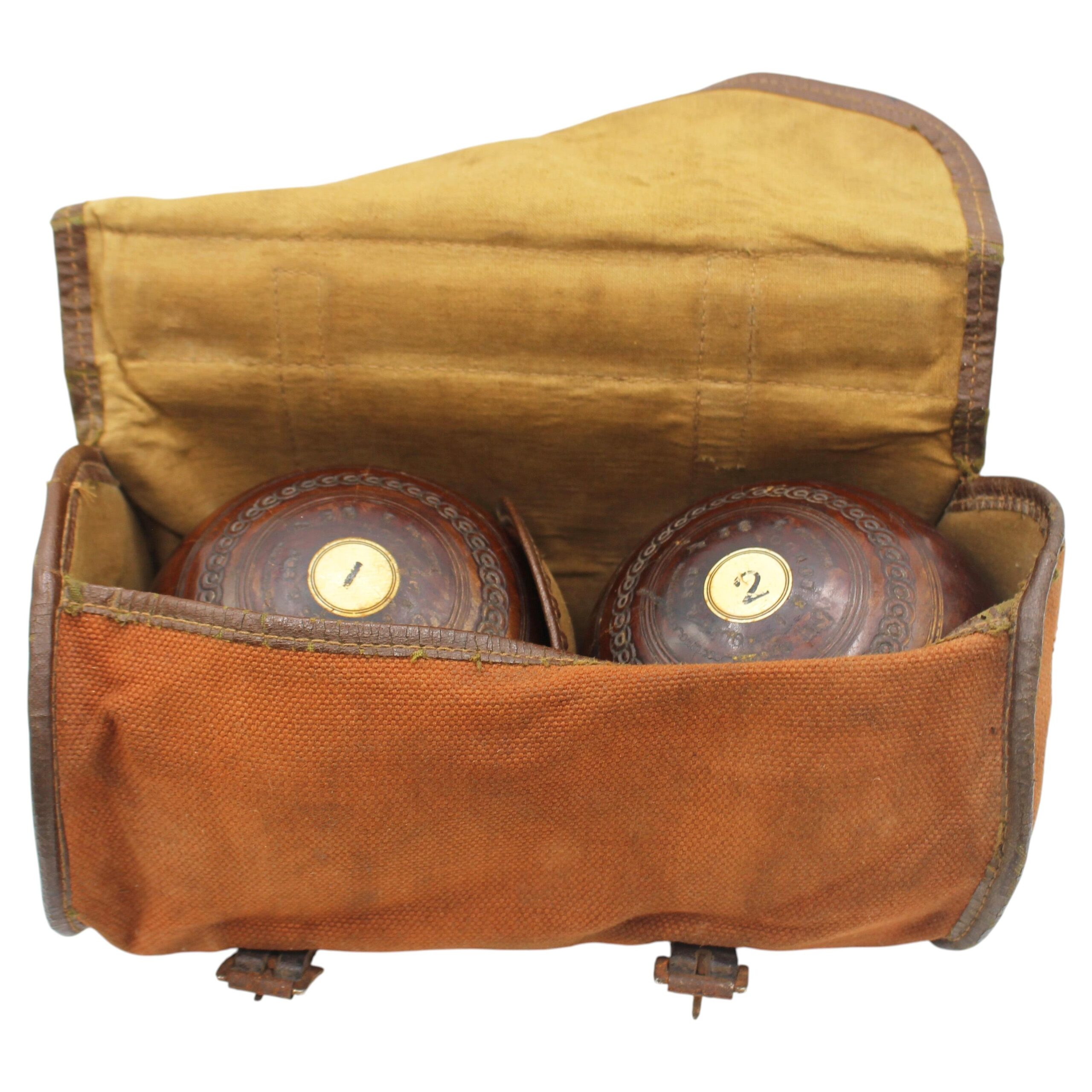 WCO-3808: Early 20th Century English Lawn Bowl Set by Jacques & Son, London, in Carrying Bag