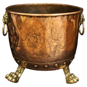 WDA-1792: Mid-19th Century Large English Copper & Brass Log Bucket or Jardiniere