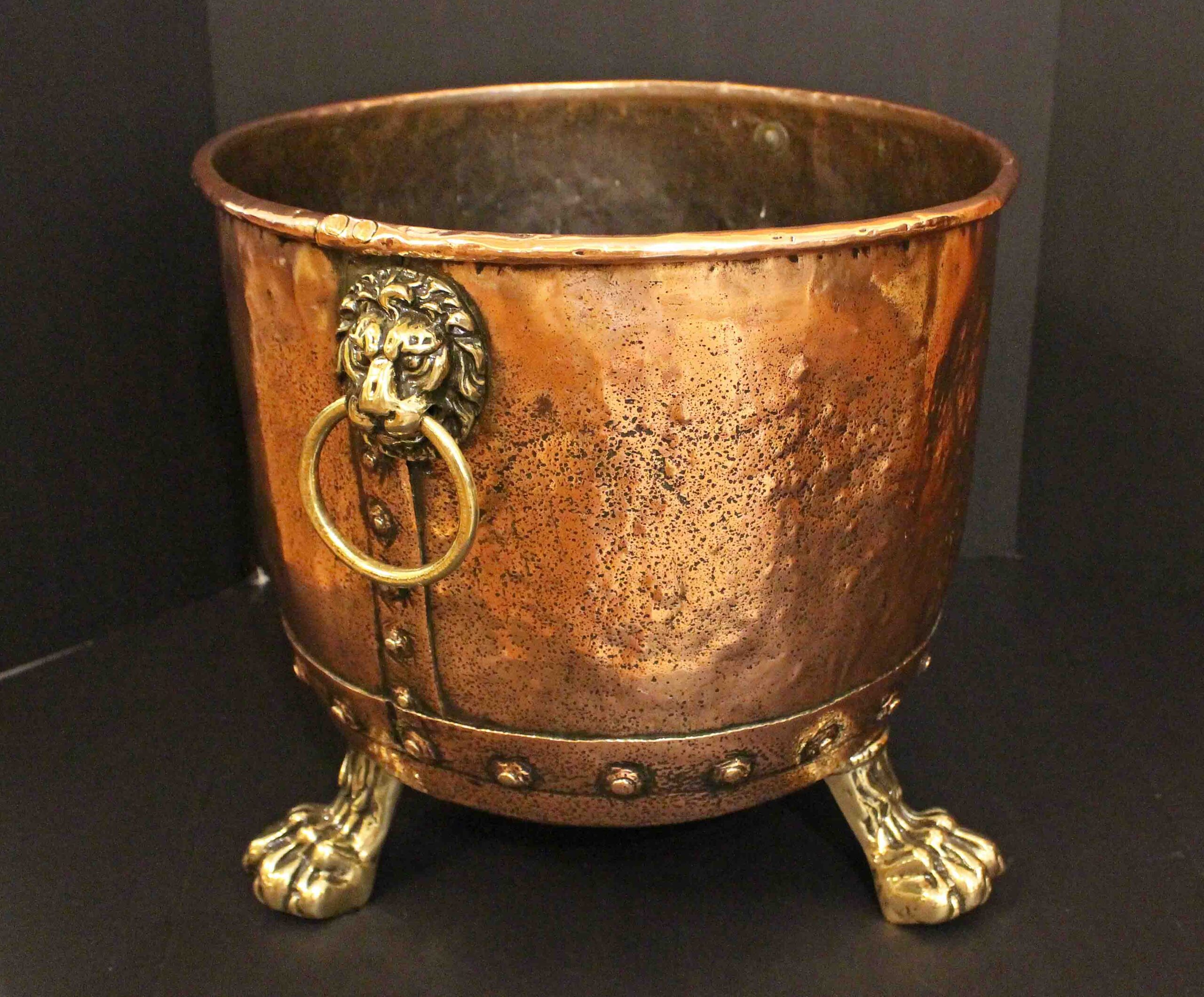 WDA-1792: Mid-19th Century Large English Copper & Brass Log Bucket or Jardiniere - Image 3