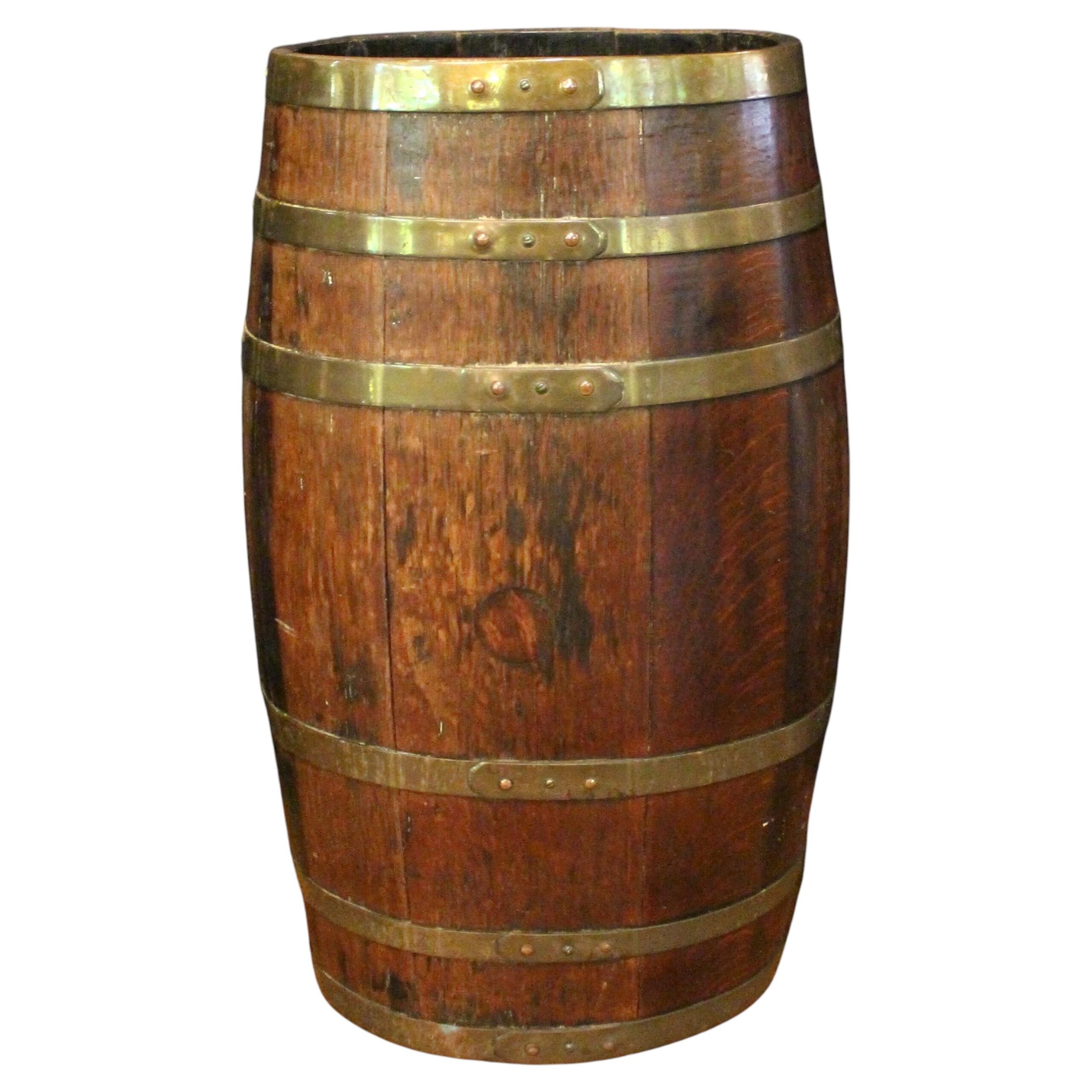 WDA-1801: Later 19th Century English Staved Brass Bound Barrel Stick Stand