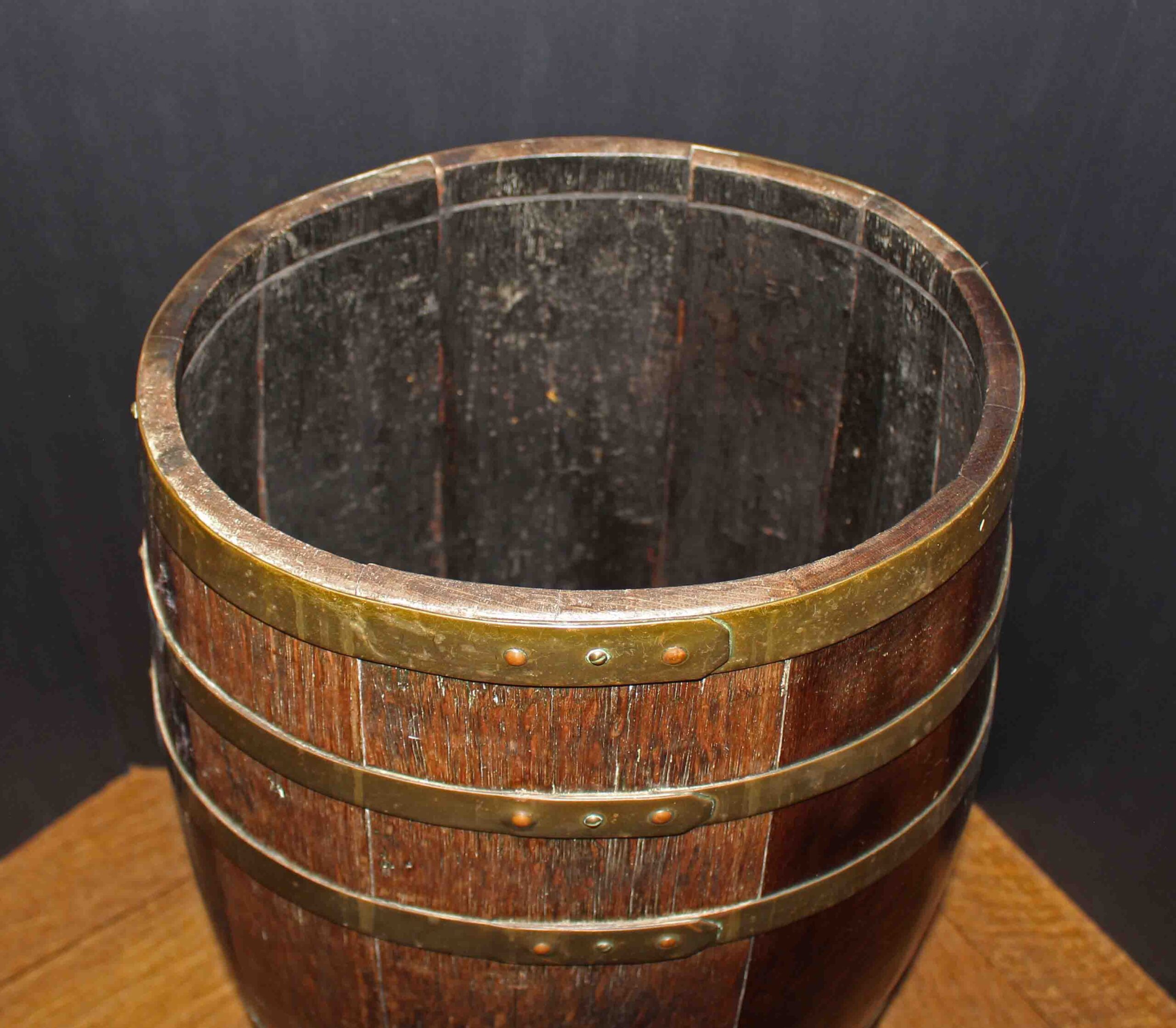 WDA-1801: Later 19th Century English Staved Brass Bound Barrel Stick Stand - Image 2