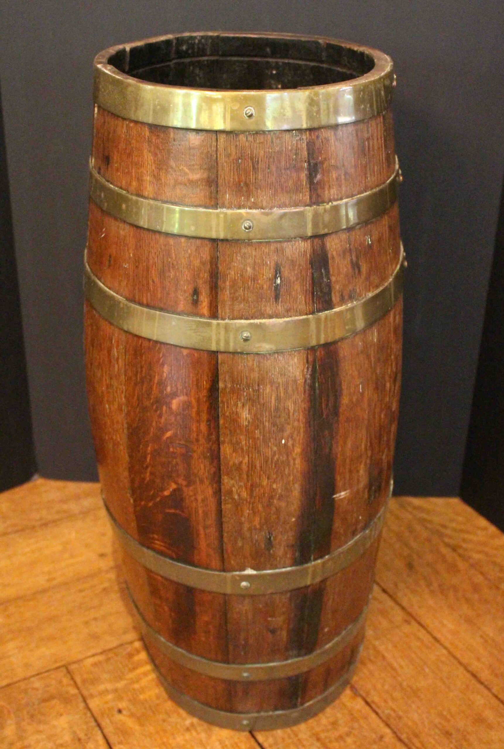 WDA-1801: Later 19th Century English Staved Brass Bound Barrel Stick Stand - Image 3