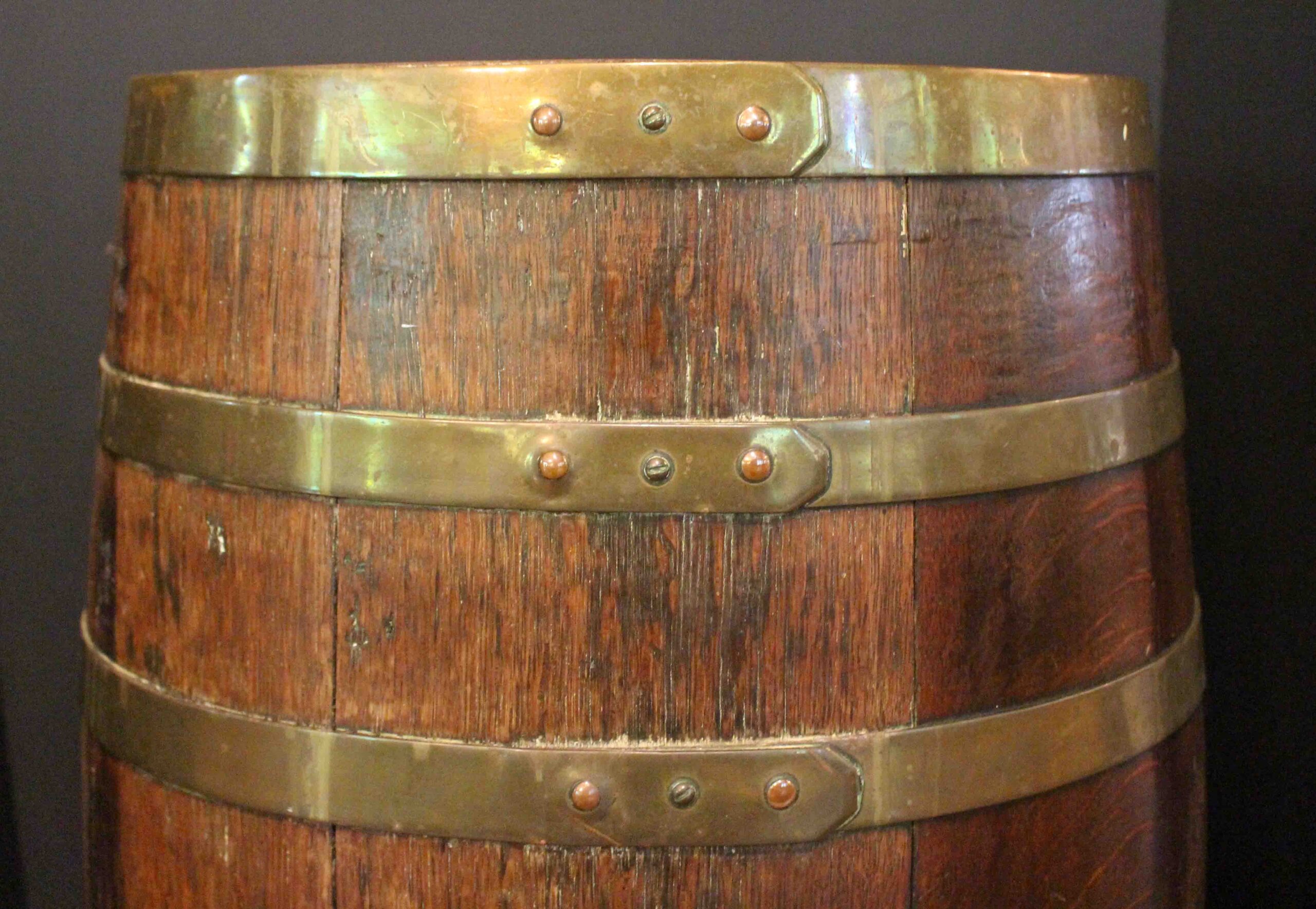 WDA-1801: Later 19th Century English Staved Brass Bound Barrel Stick Stand - Image 4