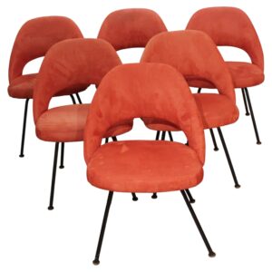 WDC-606z: Circa 1960 Set of Six Eero Saarinen Executive Side Chairs