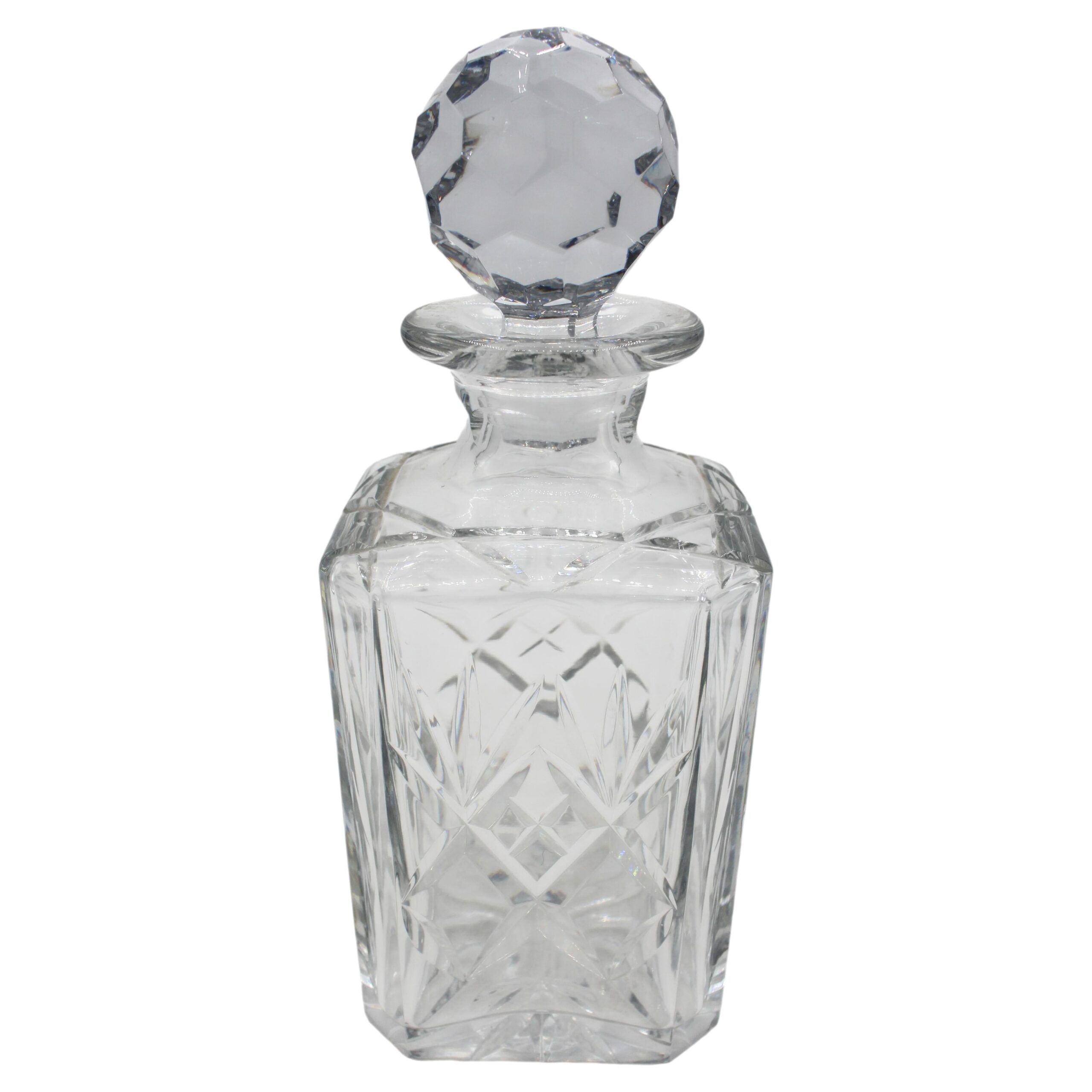 WG-2982: Circa 1900 English Cut Corner Square Decanter With Stopper