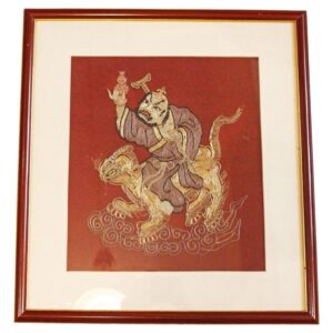 WLI-322z: Mid-19th Century Chinese Framed Embroidery of Zhao Gongming