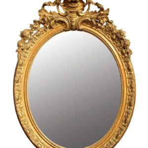 WM-549: Circa 1860-80 French Grand Oval Carved Giltwood Mirror