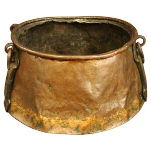 WMI-3833: Circa 1900 English Arts & Crafts Copper & Iron Cauldron