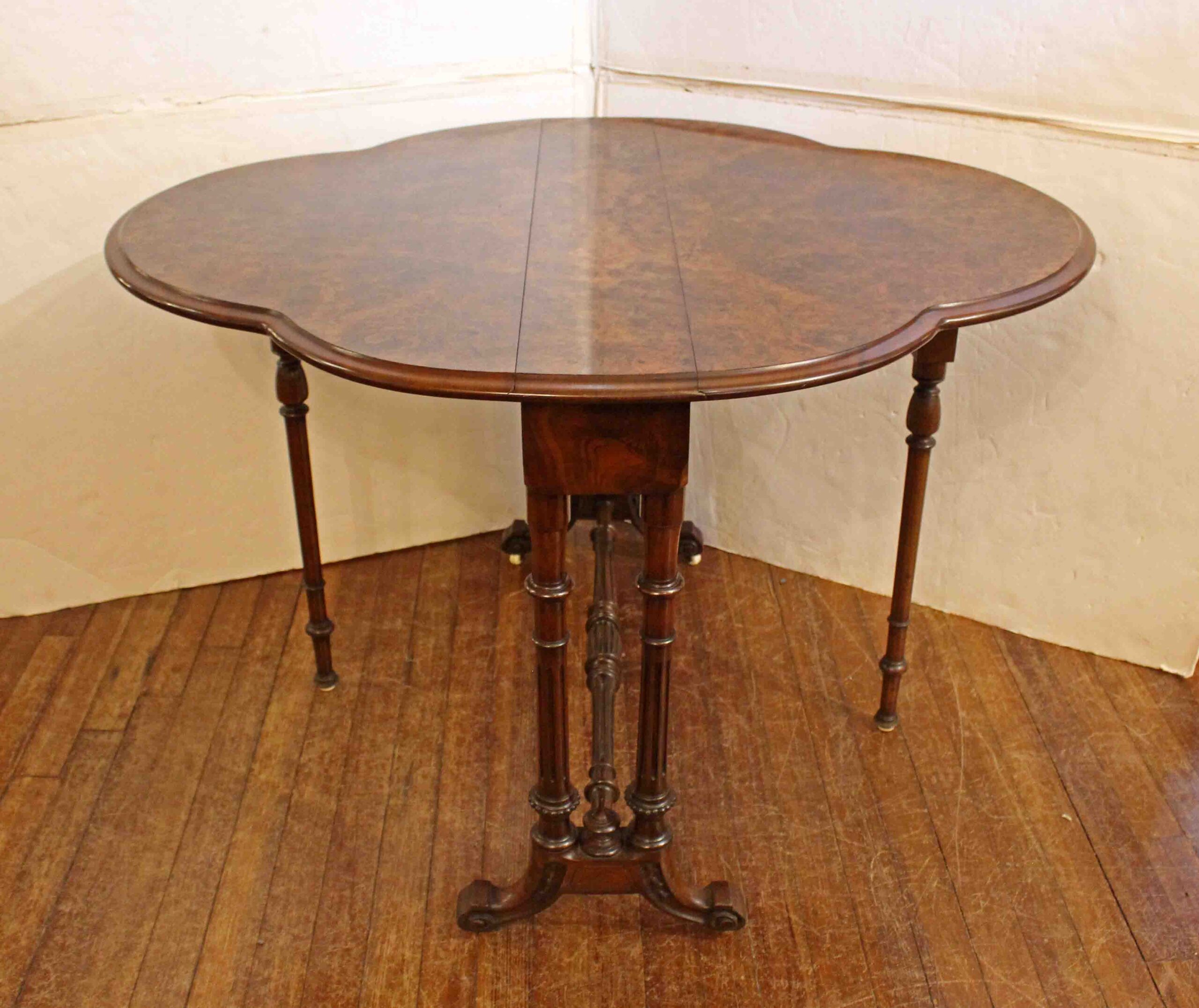 WOT-2708: Circa 1840s English Turtle Top Walnut Sutherland Table - Image 3